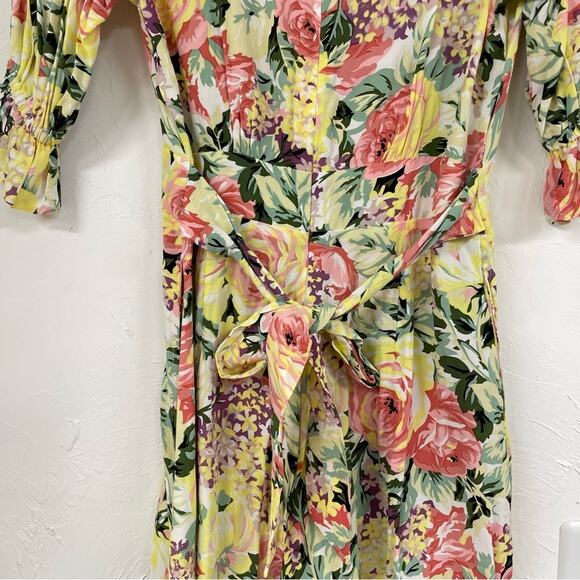 Faithfull The Brand Yellow Pink Floral Romper Womens 2 Puff Short Sleeve Ana - Picture 9 of 12